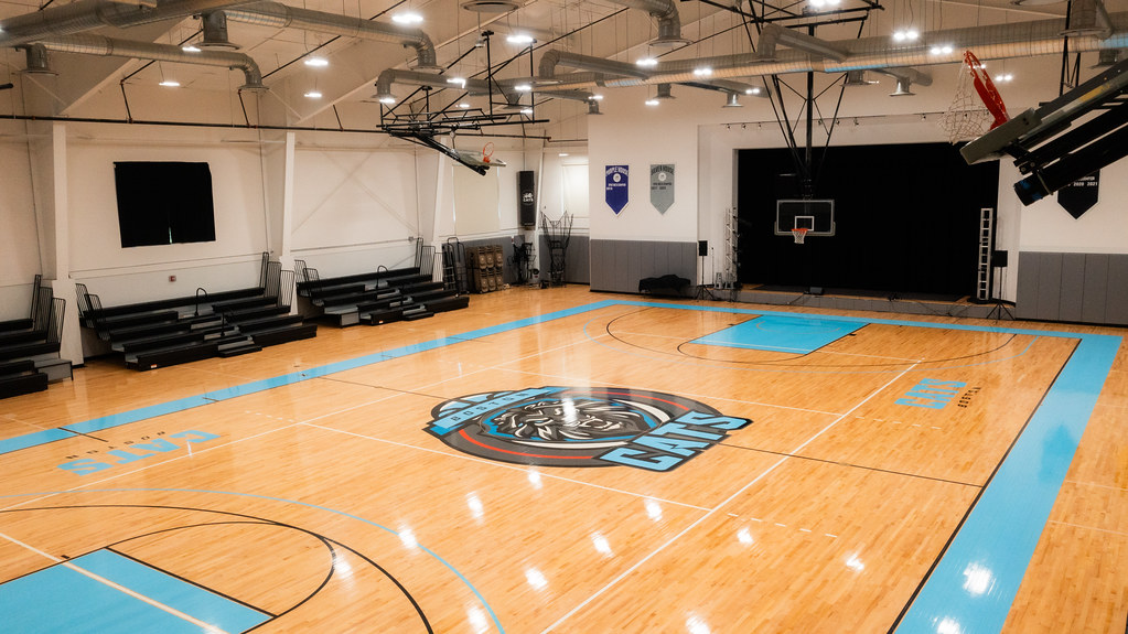 Indoor basketball court at CATS Academy Boston
