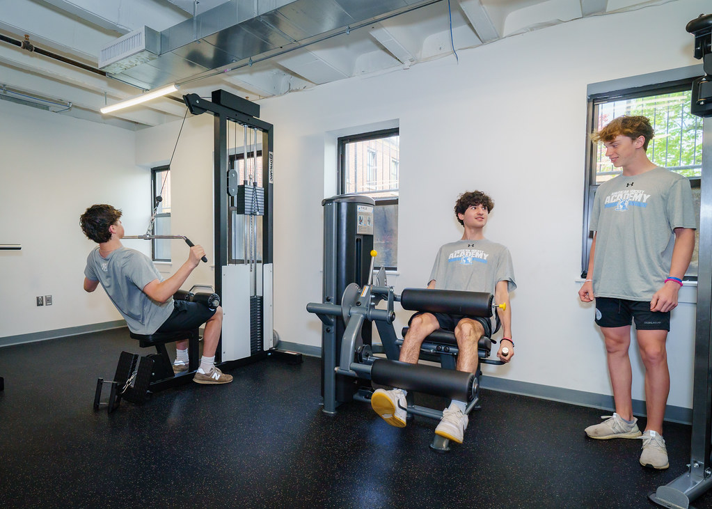 Students in the campus gym